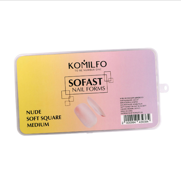 Komilfo SoFast Nail Forms Nude Soft Square Medium, 300 pcs