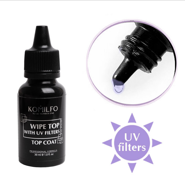 Komilfo Wipe Top - a top for gel polish with a sticky layer, 30 ml (barrel with a spout)