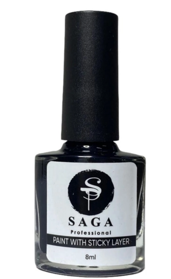 Lacquer paint for stamping with a sticky layer SAGA Professional black 8 ml