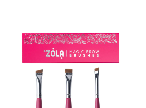 ZOLA Ensemble de pinceaux framboise pour teindre les sourcils MAGIC BROW BRUSHES professionnel